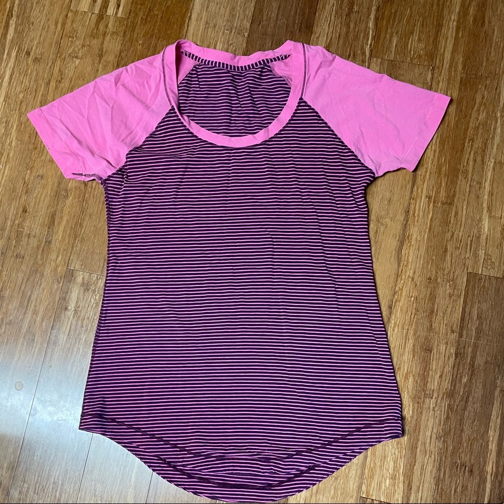Lululemon pink stripe t shirt